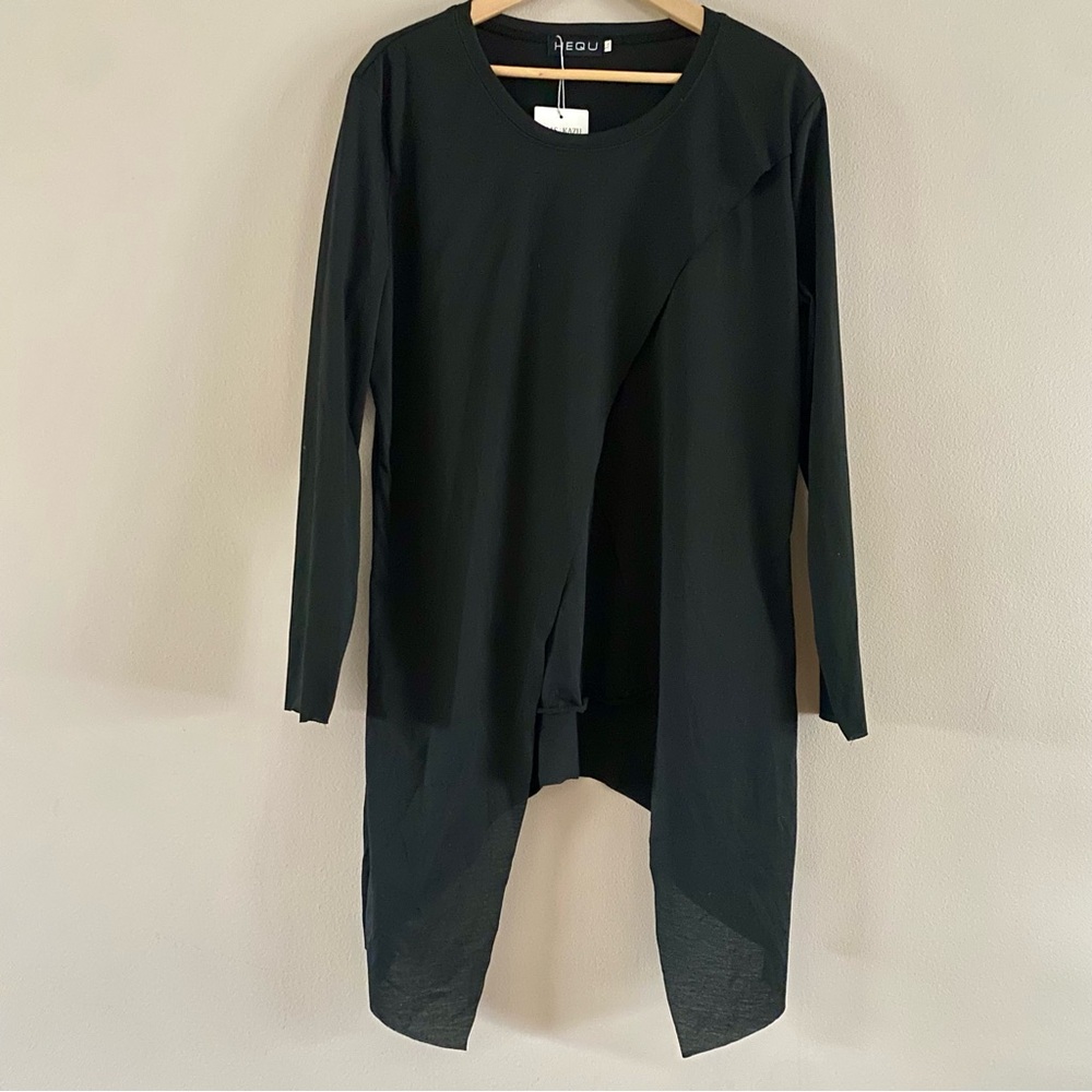 NWT HEQU Japan Seoul Tokyo Unisex Men’s Goth Black Layered Asymmetrical Tunic XL